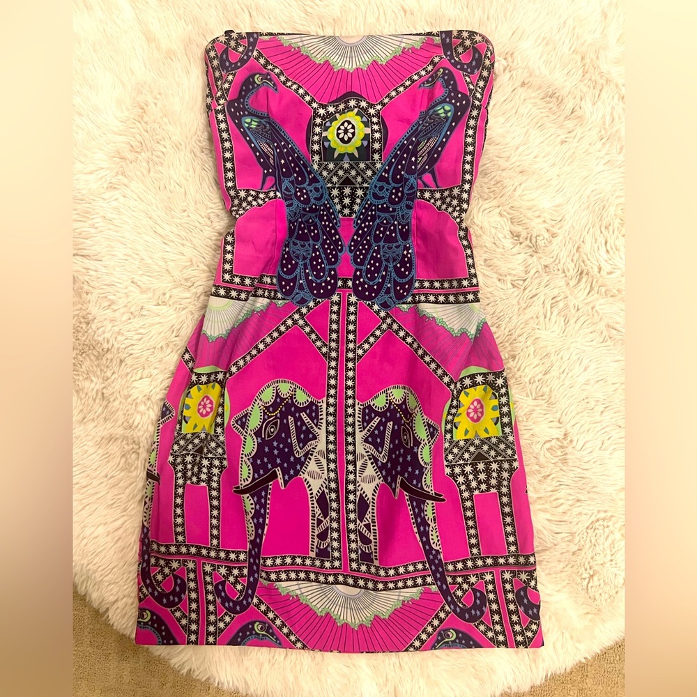 Mara Hoffman Mini Tube Dress, printed pink, back tie, side zipper